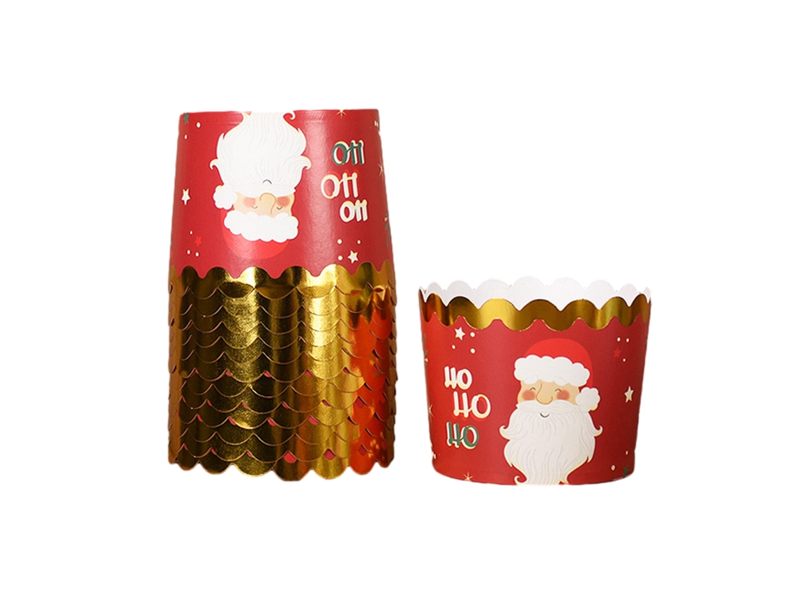 Conjunto De 50 Forminhas Papel Douradas Para Muffins Natal, Medindo 5,5 Cm X 6 7 Cm.