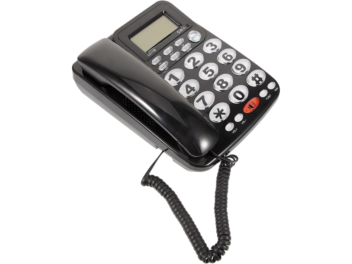 Telefone De Mesa Em Pvc Preto Com Tela Grande E Som Nítido.