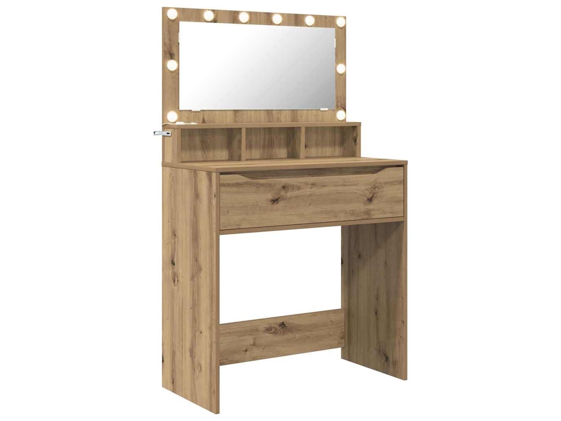 Conjunto de Mesas de Maquiagem para Quarto com Gaveta Carvalho Artesanal MAISON EXCLUSIVE
