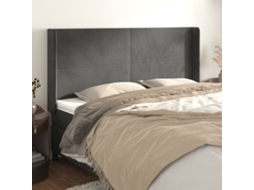 Cabecero con Alas de Terciopelo 183x16x118/128 cm Gris Oscuro