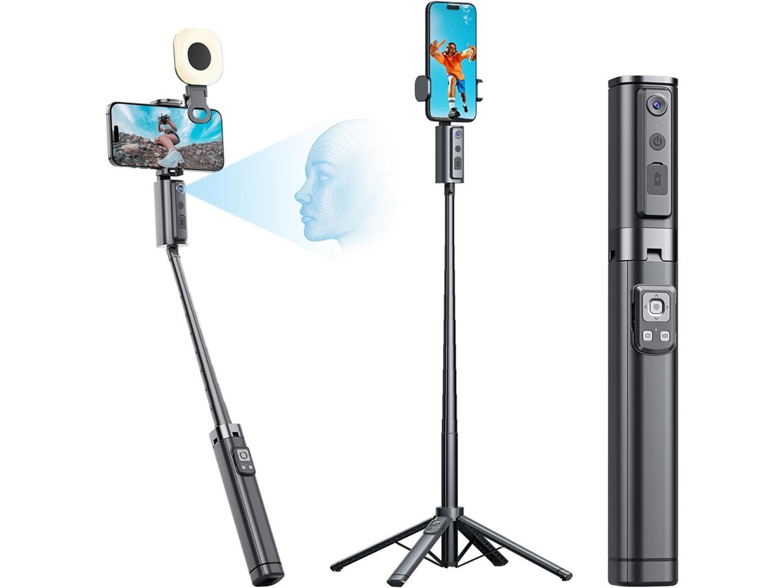 Tripé Com Rastreamento Facial Automático De 360° Com Controle Remoto E Por Gestos Para Iphone (preto)