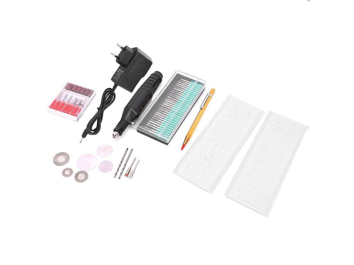 Kit com 70 peças de martelo rotativo elétrico, mini gravador de lápis, ferramenta de gravação com velocidade ajustável.