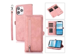 Capa Pega Para Iphone 15 Pele Sintética Com Porta-cartões Rosa