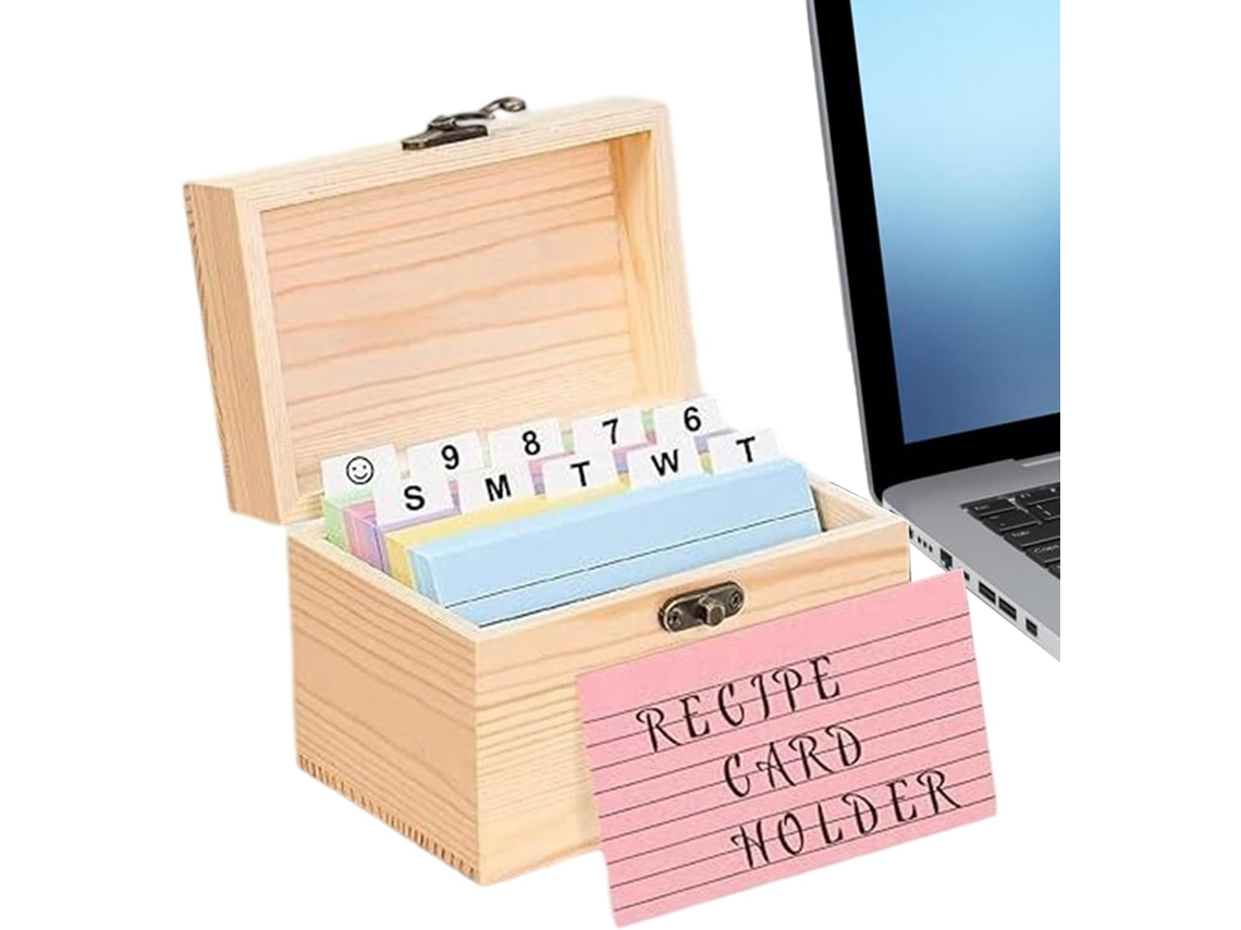 Caixa De Madeira Para Guardar Cartões De Visita Reutilizável Ideal Para Documentos, Escola, Estu Vayotoy