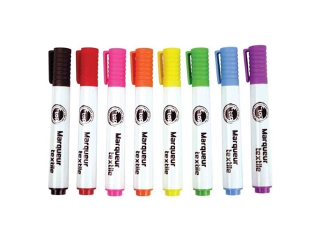 Marcador têxtil ponta média 0,5 cm x 8 peças - MegaCrea cor