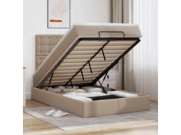 Vidaxl Estrutura De Cama Otomana Com Colchão Cappucino 120x200 Cm
