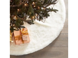 Saia para Árvore de Natal 90 Cm Tapete para Árvore de Natal Branco Base para Árvore de Natal Capas para Tapete de Pelúcia de Pele Sintética P 9