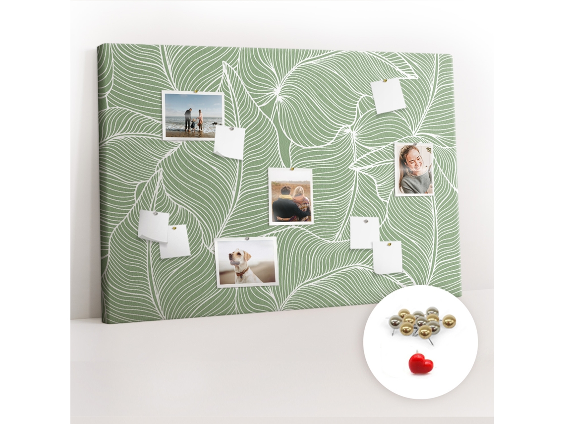 Lousa De Cortiça Padrão De Folhas Da Natureza Para A Sala De Estar Espelharte (120x80 Cm)
