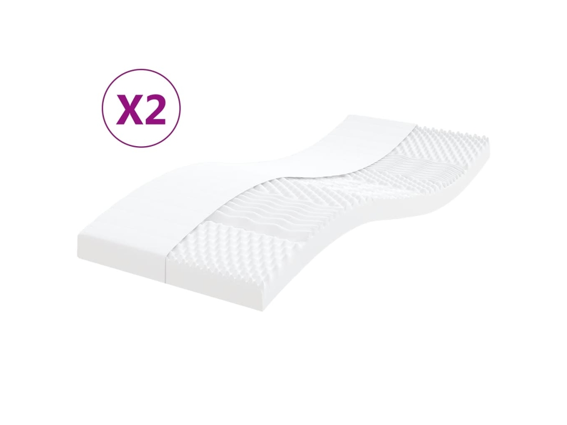 Vidaxl Colchões De Espuma 2 Pcs 90x200 Cm 7 Zonas Dureza 20 Ild Branco