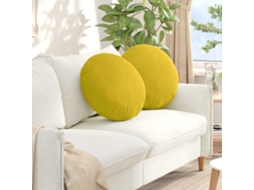 Vidaxl Almofadas De Assento 2 Unid. Veludo Amarelo Ø50 X 19 Cm