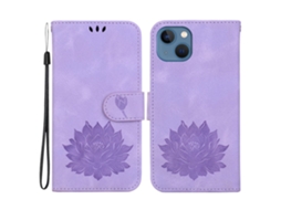 Capa Para Iphone 14 Pele Sintética Roxo