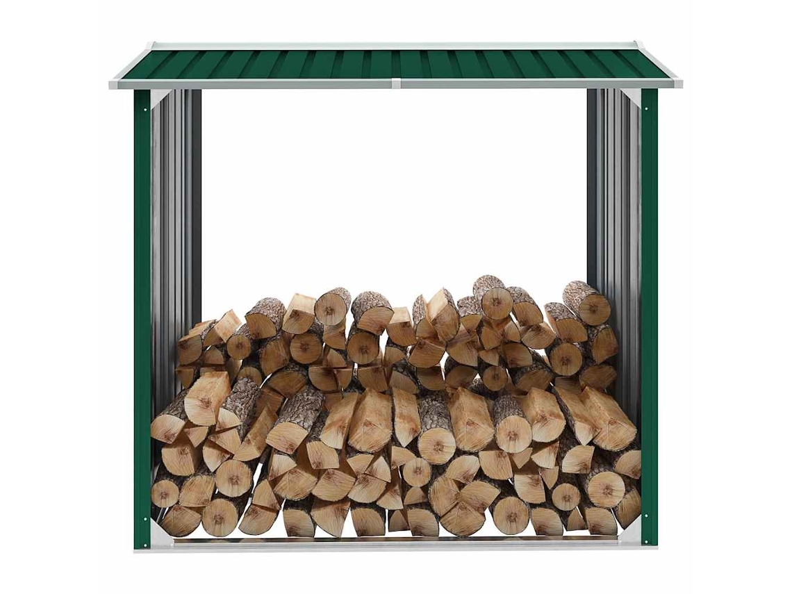 Vidaxl Abrigo Para Arrumação De Troncos Aço 172x91x154 Cm Verde