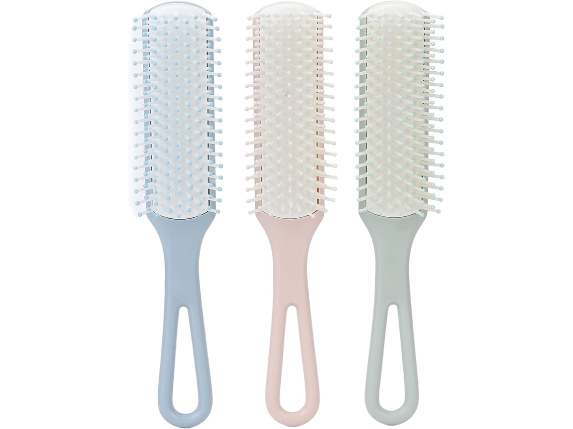 Conjunto De 3 Escovas E Pentes Para Cabelo, Escova Desembaraçadora Para Estilização Com Design Arejado E Cabo Revestido
