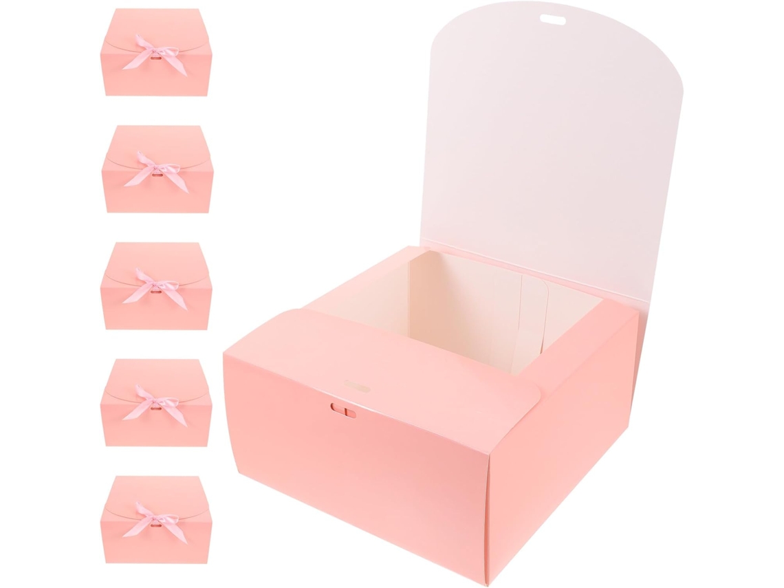 Caixas Para Bolo Yardenfun Com 6 Laços Rosa, Caixas De Papel Pré Dobradas E Fáceis Montar Para Sobremesas Biscoitos