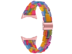 Bracelete de Aço Inoxidável Fino com Fivela para Google Pixel Watch Arco-Íris
