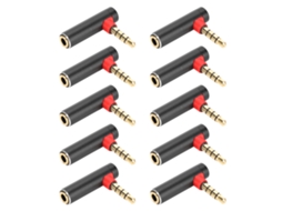Aetheria 10pcs Conector de Áudio 3.5mm Macho para Fêmea com Codo de 90 Graus para Fones de Ouvido