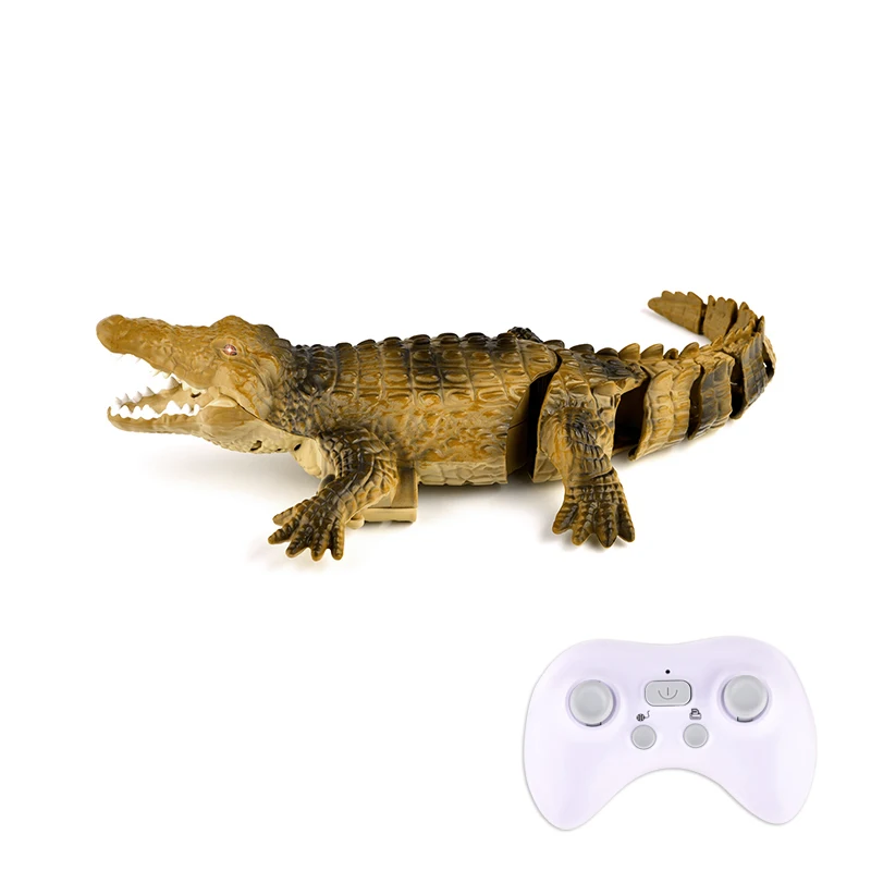 Crocodilo Realista com Controle Remoto, Brinquedo para Piscina e Lago, Modelo de Barco Elétrico MDUG (marrom)