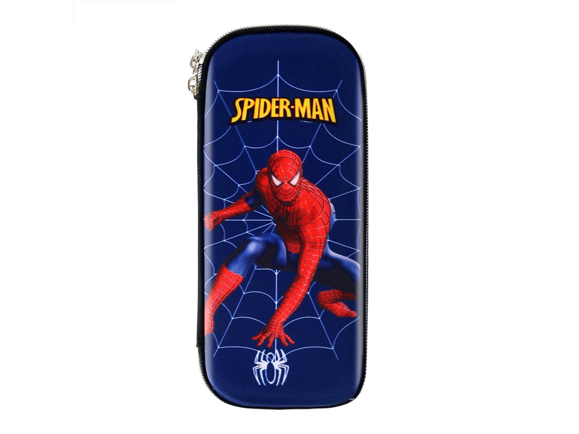 Estuche De Lápices Estilo Cartoon Resistente Al Golpe Cremallera Metal Grande Capacidad Ligero Portátil Hombre Araña Azul