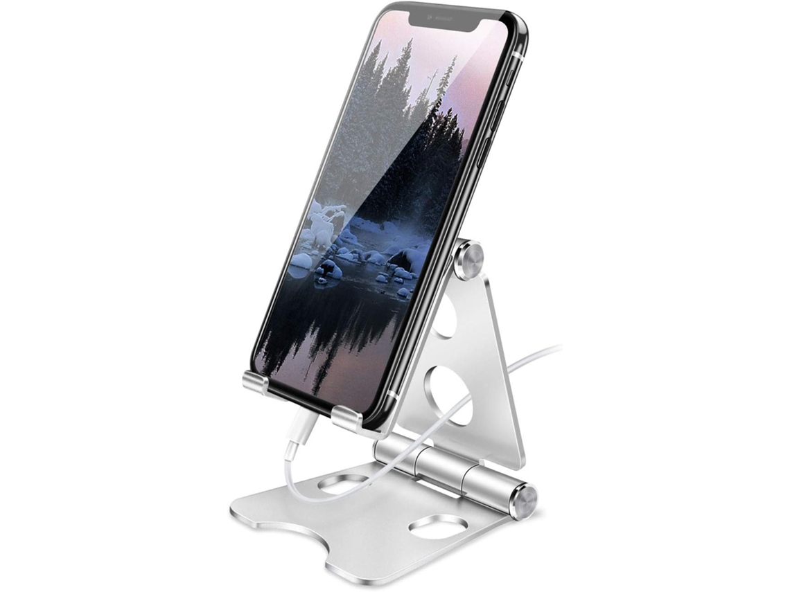 Suporte ajustável para celular, de mesa, dobrável, totalmente em alumínio, para celulares e tablets de 4 a 11 polegadas AQUAFORGE