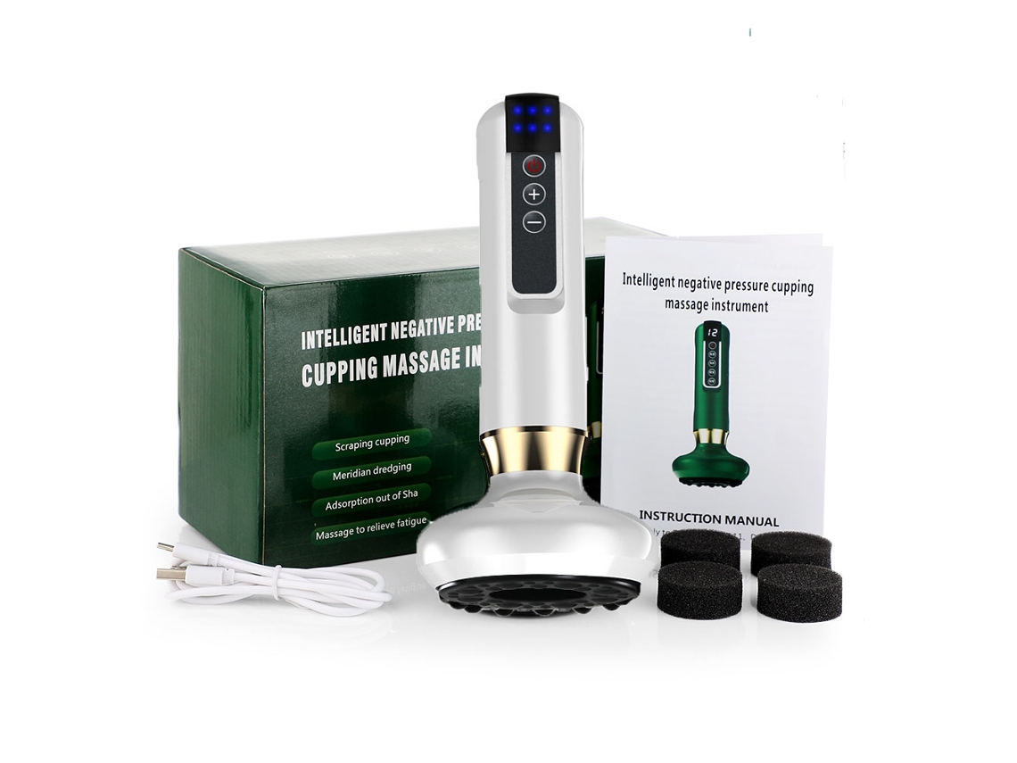 Massageador de Colher Inteligente para Drenagem com Funções de Pressão Negativa e Aquecimento, Design Sem Fio. MDUG (branco, 6 Velocidades)
