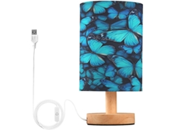 Luminária De Cabeceira Led Pequena Skyshu Com Base Madeira Antiderrapante E Cúpula Que Não Agride Os Olhos, Ideal Para