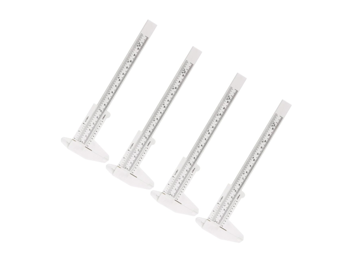 Paquímetro Vernier Mecânico De Plástico 150 Mm, Conjunto 4 Peças, 0,5