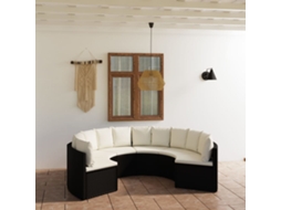 Vidaxl 6 Pcs Conjunto Sofás De Jardim C/ Almofadões Vime Pe Preto