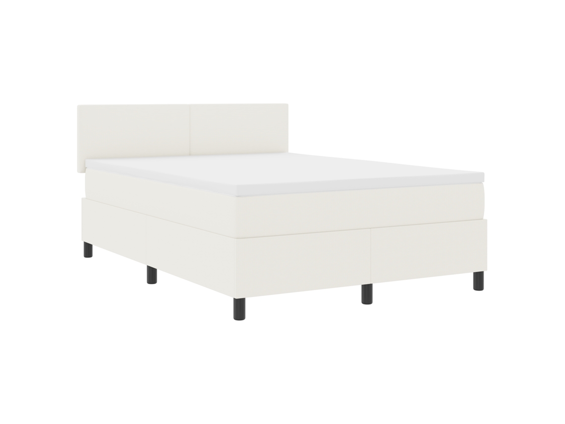 Cama Box Spring  Com Colchão & Led Creme Vidaxl Tecido De Cotele (160x200 Cm)