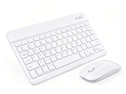 Kit Teclado Bluetooth recarregável 10 polegadas branco + Mouse duplo modo branco para iPad, celular e tablet YANYXR