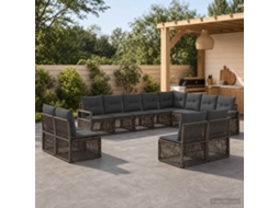 Vidaxl Conjunto De Sofá De Jardim 12 Unid. Cinzento Vime Pe