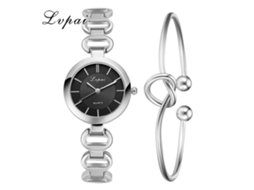 Relógio de Pulso Feminino de Quartzo Casual com Strass Pulseira Prata Preto Elegante