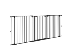 Barreira De Segurança De Aço Dobrável De 3 Painéis Duplo Fechamento 206x90 Cm Preto
