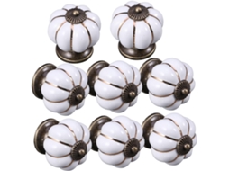 Conjunto De 8 Puxadores Cerâmica Em Formato Abóbora, Exclusivos Para Armários De Cozinha, Cômoda E Banheiro