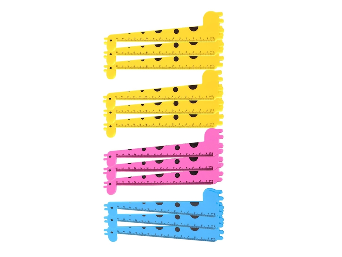 Conjunto De 12 Réguas Plástico Com Estampa Girafa, Práticas E Fáceis