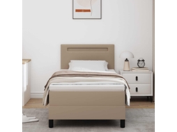 Vidaxl Cama Box Com Fitas Led Cappuccino 90 X 200 Cm Couro Sintético