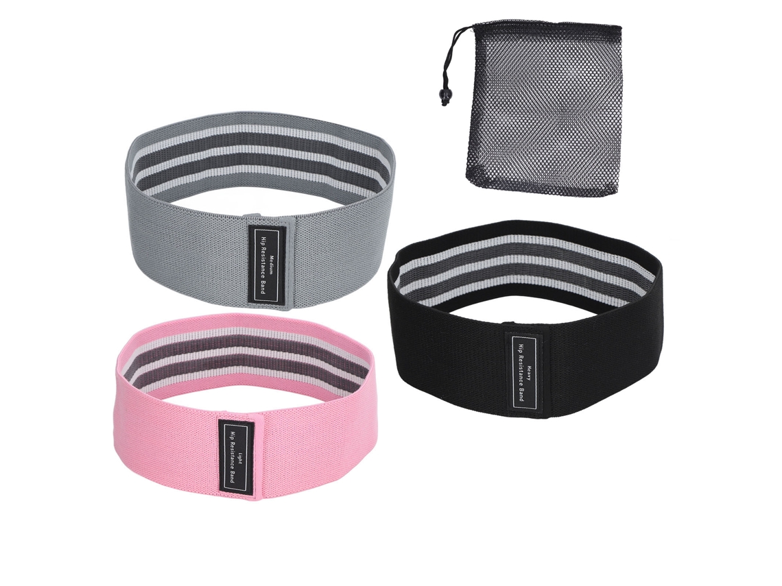 Conjunto De 3 Faixas Elásticas Resistência Alta Força Para Exercícios Pernas, Glúteos E Agachamentos, Nas Cores Rosa, Cinza Preto.-aquaforge
