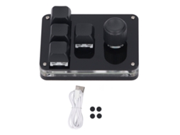 Teclado Mecânico Mini Usb Com 4 Teclas E 1 Botão, Switch Azul, Macro Programável, Rgb, Para Gaming E Industrial