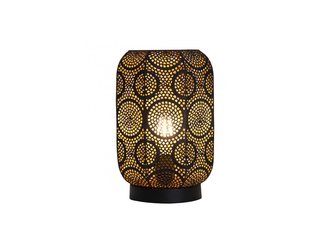 Lúzete - Candeeiro De Mesa Em Metal Preto E Dourado E27 Nuba