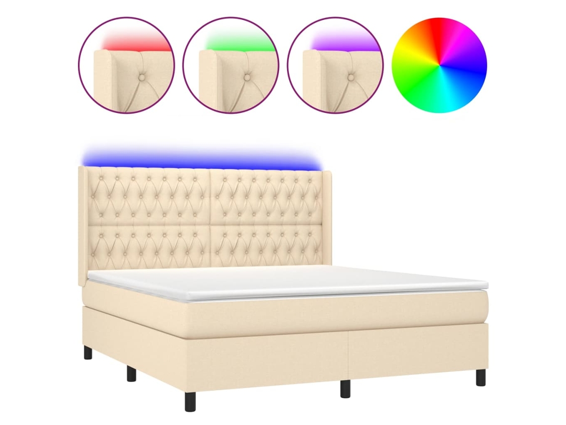 Box Spring Bed, Box Spring Beds Vidaxl Creme Tecido (180 X 200 Cm)