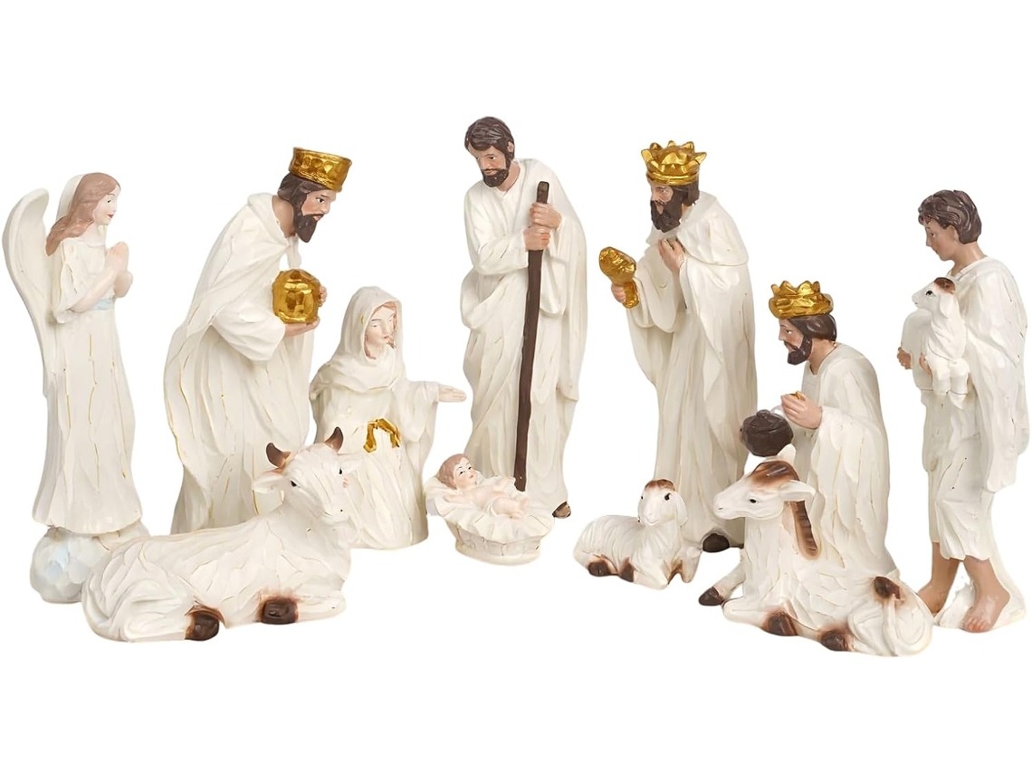 Estátua De Presépio Em Resina Para Decoração De Mesa De Natal |