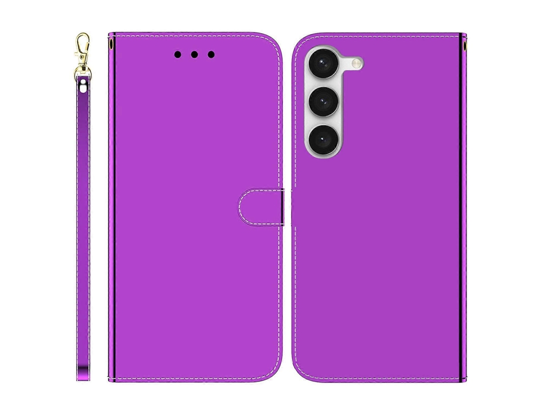 Capa De Celular Flip Em Couro Sintético Com Superfície Espelhada Para Samsung Galaxy S23+ 5g