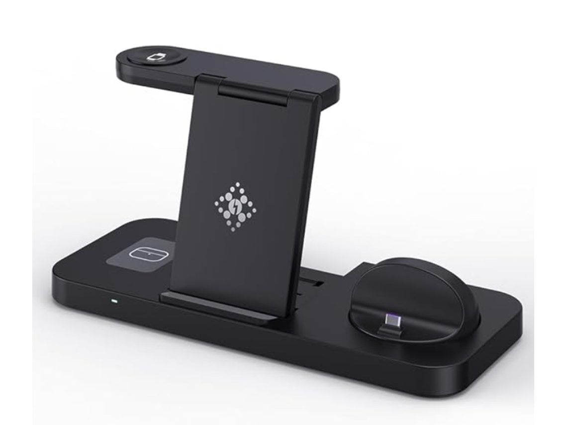 Estação De Carregamento Sem Fio 6 Em 1, Carregador Rápido 18w Certificado Qi Para Iphone, Apple Watch E Airpods (preto)
