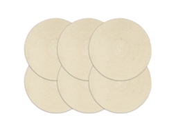 Vidaxl Individuais De Mesa 6 Pcs Em Algodão Liso 38 Cm Redondo Natural