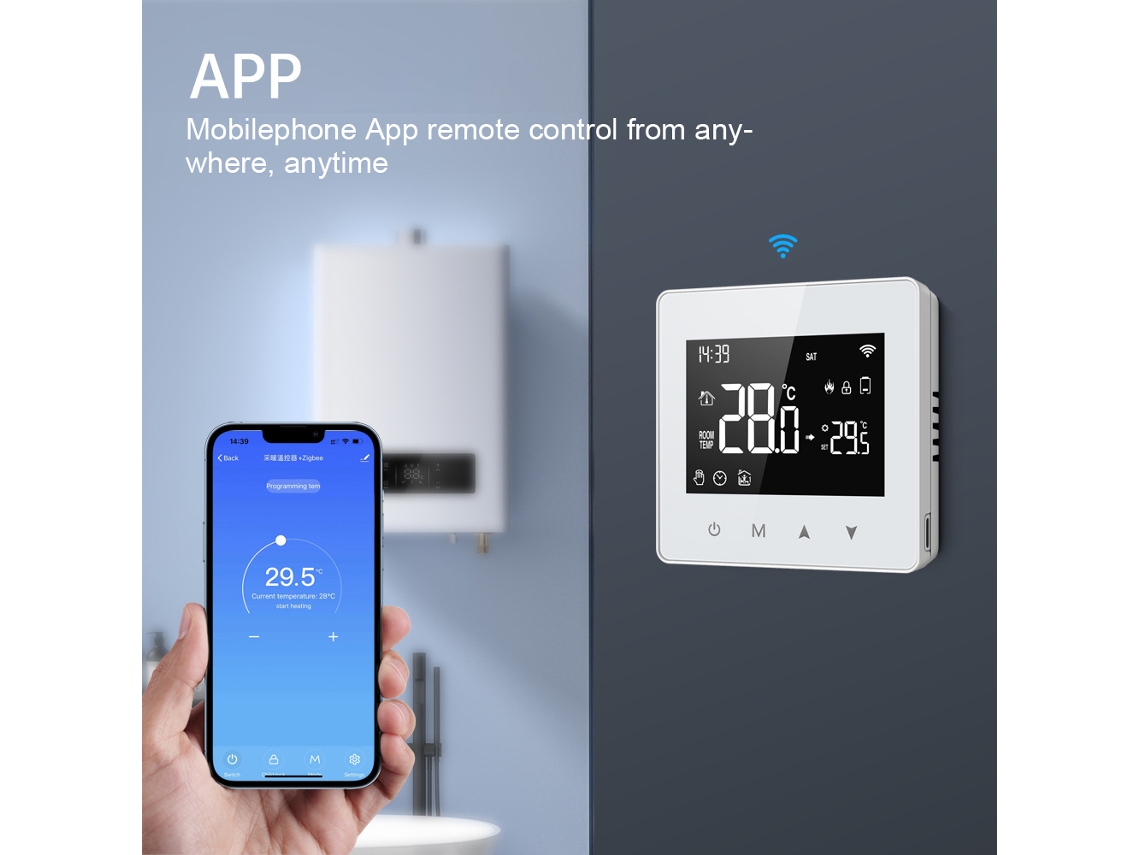 Termostato inteligente Zigbee controle de temperatura com display LCD para caldeira água gás compatível com ALEXA e HOME