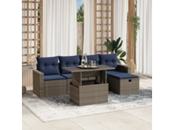 Vidaxl Conjunto De Sofá De Jardim Com 6 Peças E Almofadas Em Rattan Sintético Cinza