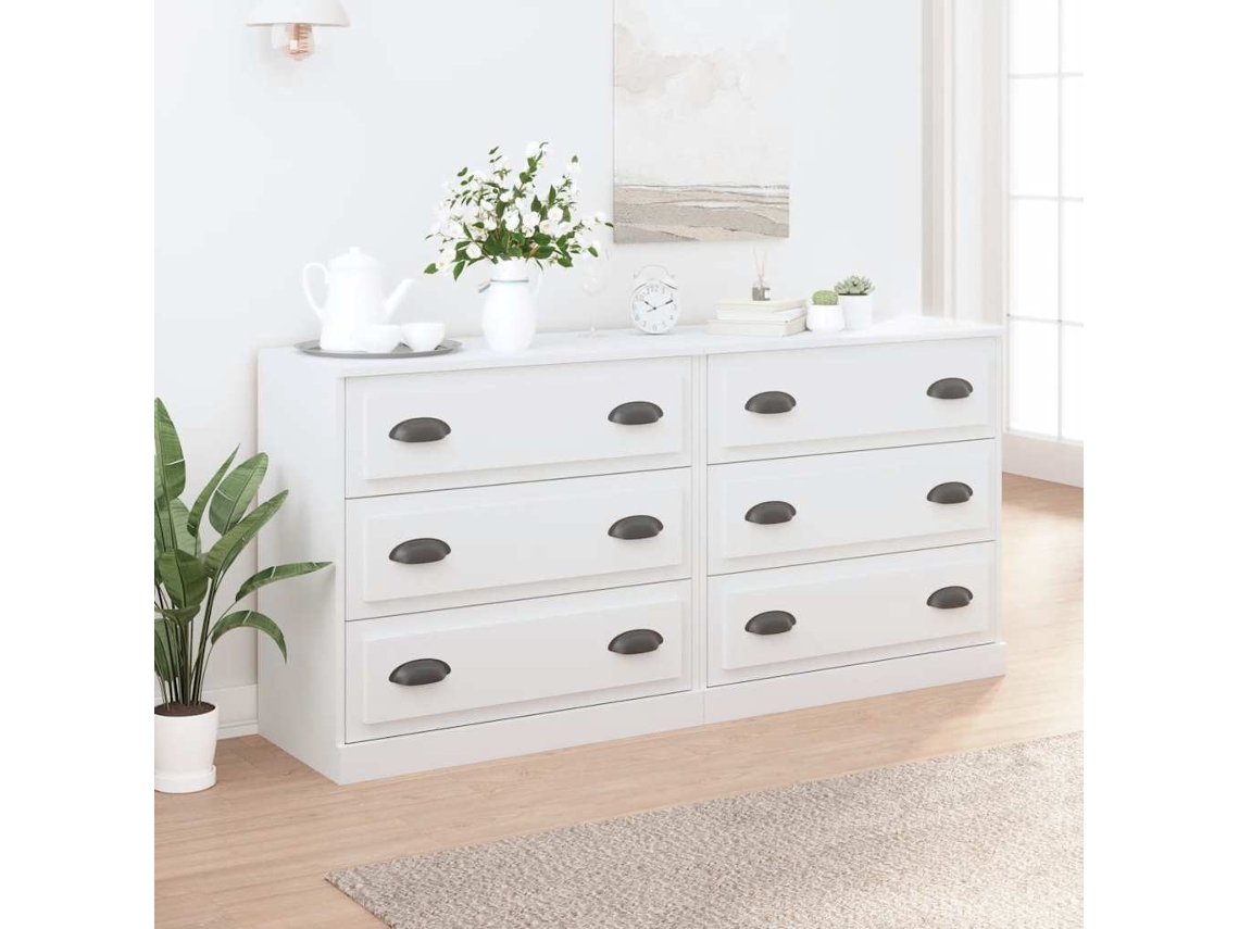 Vidaxl Aparadores 2 Pcs Derivados De Madeira Branco