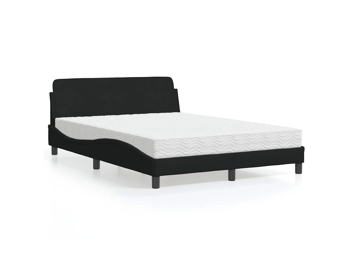 Vidaxl Cama Com Colchão Dover 140x190 Cm Tecido Preto