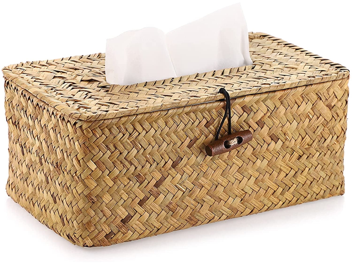 Caixa decorativa para lenços de papel em ráfia EIOORORRIY