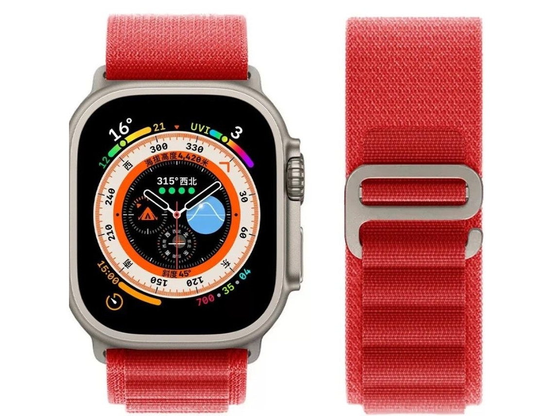 Pulseira ORYSIN Alpine Hook para Apple Watch Series 9 41mm na cor vermelha com design resistente e elegante.