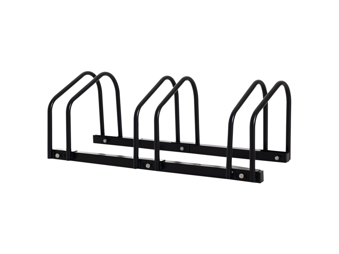 Suporte De Chão Para 3 Bicicletas Em Aço Preto